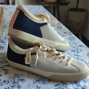 Rothy's Navy and Cream Knit Sneakers